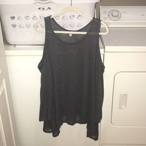 Blue Knit Cold Shoulder Lace Sweater